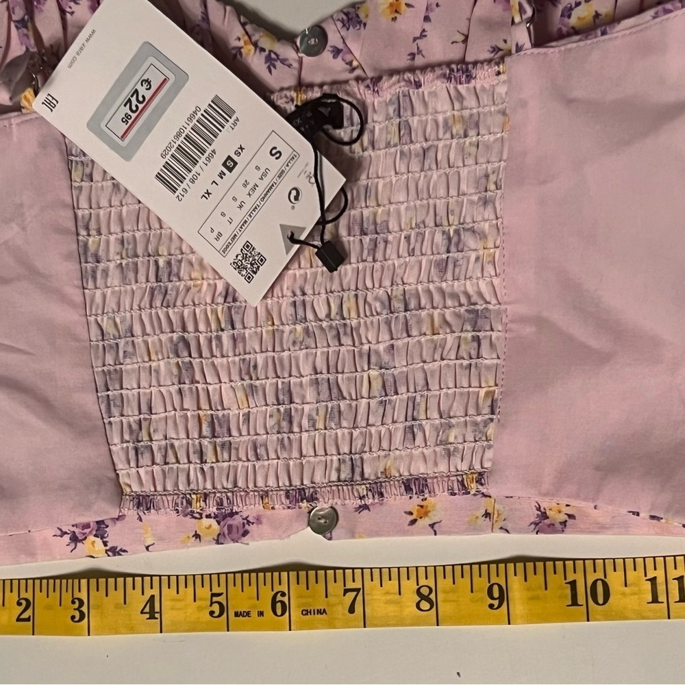 Zara Floral Print Bralette Crop Top Bustier Pink NWT small spaghetti straps - Picture 9 of 10